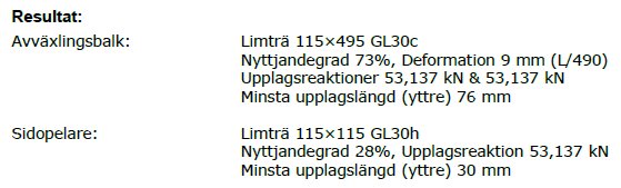 Teknisk specifikation av balkar och sidopelare, dimensioner, belastningskapacitet, deformation, stödreaktioner och minsta upplagslängd.