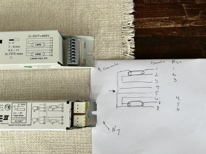 Elektronikkomponent, anslutningsdiagram, skiss på papper, instruktionslappar, kabelförbindelser, installationsplanering.