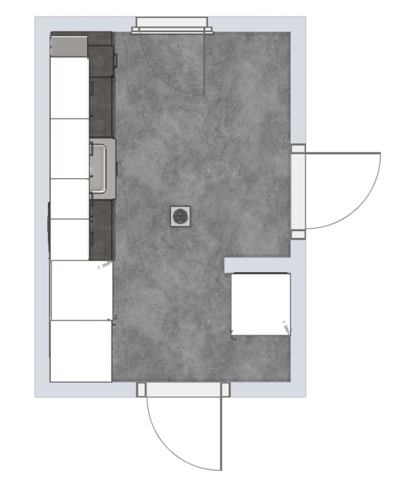 Svartvitt ritning, möjligtvis ett plan för ett hus eller en lägenhet, minimalistisk stil.