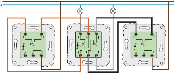 Elektrisk kretsschema, reläer, brytare, strömförsörjningslinjer, schematisk illustration, teknisk ritning.