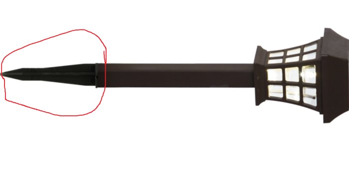 Gatlykta i profil med markerad spets till vänster, lyser inte, vit bakgrund.