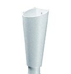 Enkel, silverfärgad, cylindrisk objekt med snävare öppning högst upp, ser ut som en pip eller tratt.