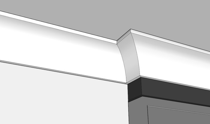 Svartvit rendering av modern interiör, hörndetalj, minimalistisk design, skarpa linjer och geometriska former.