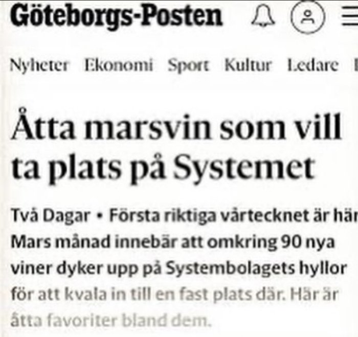 Skärmdump av artikelrubrik: "Åtta marsvin som vill ta plats på Systemet", trolig ordlek eller skämt.