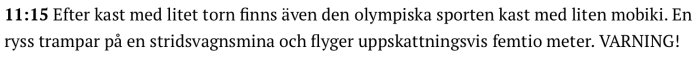 Text på bild: beskrivning av en händelse där någon kastar en mobiltelefon och orsakar en reaktion från en person.