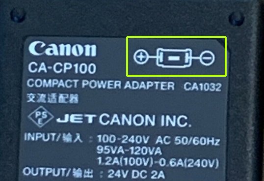 Canon strömadapter, modell CA-CP100, varningsikoner, elektriska specifikationer, Jet Canon Inc.