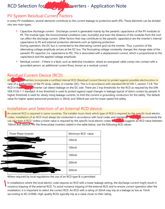 Dokument om RCD-val för solpanelsystem, täcker restströmfaktorer, RCD-krav och installation.