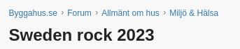 Webbsideforum rubrik; "Sweden rock 2023" under kategorierna "Allmänt om hus", "Miljö & Hälsa".