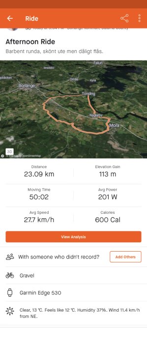 Cykelrunda kartläggning, 23.09 km distans, 113 m höjdvinst, 50 min, genomsnittsfart 27.7 km/h, 600 kalorier.