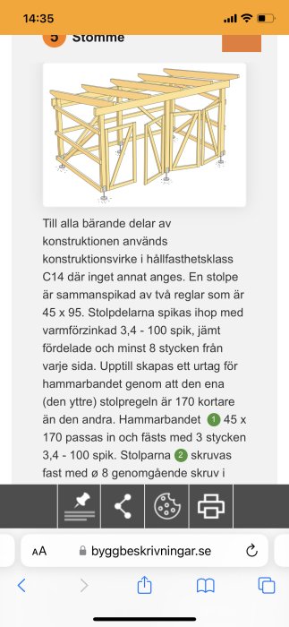 Illustration av träkonstruktion, instruktioner för byggnadsstomme, detaljerad byggmanual.