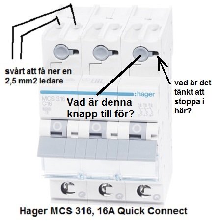 Elektrisk säkringsbrytare, snabbanslutning, användarfrågor, anslutningssvårigheter, designad för kabelanslutning.