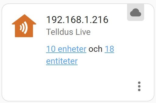 Skärmdump av gränssnitt, Tellus Live, visar IP-adress, 10 enheter och 18 entiteter kopplade.