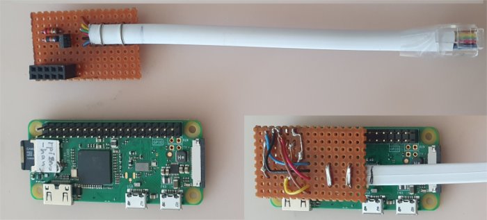 Två elektronikplattor kopplade med en kabel, troligen DIY-projekt eller experimentell uppbyggnad.