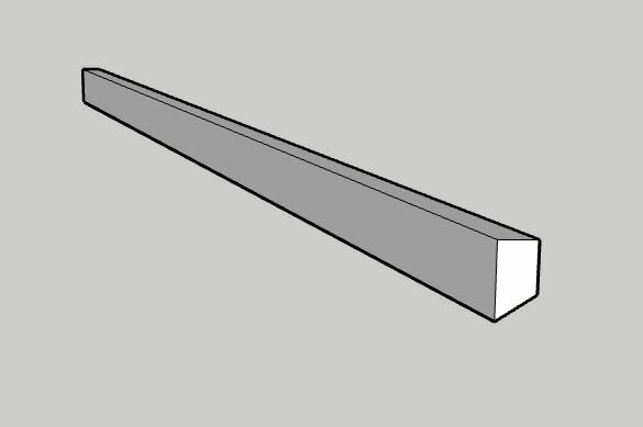 En tredimensionell illustration av en lång, smal, rektangulär balk mot en enfärgad bakgrund.