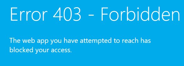 Felmeddelande: "Error 403 - Forbidden", tillgång blockerad till webbapplikation.