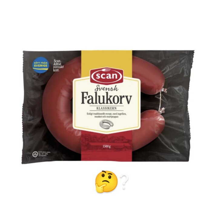 Förpackad svensk falukorv från Scan, klassiker, 1500g, traditionellt recept.