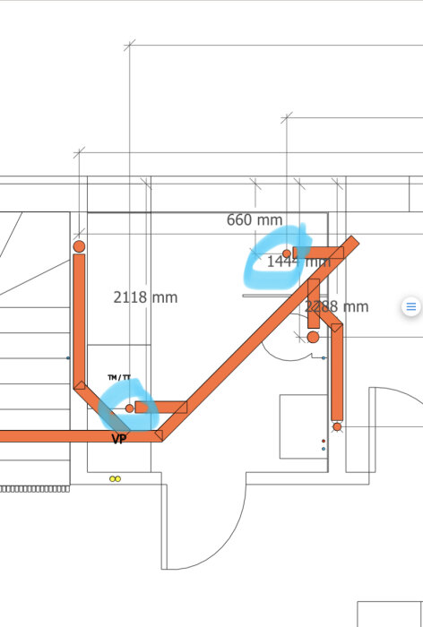 Teknisk ritning, trappa, dimensioner, arkitektur, konstruktionsdetaljer.