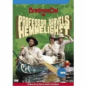 DVD-omslag, Bröderna Dal, kanot, äventyr, "Professor Drövels hemlighet", kostymer, norsk, komedi, spännande, familjeunderhållning.