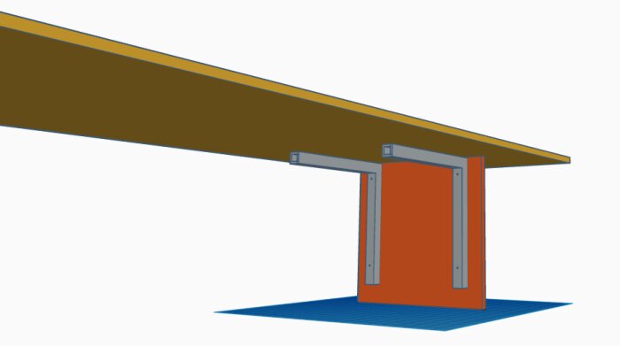 3D-modell av en stålstödstruktur under en stor balk.