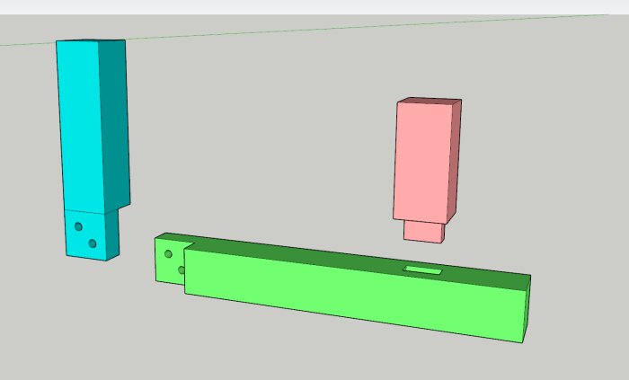 En datorgenererad bild av färgade geometriska former som liknar simplifierade möbler eller block.