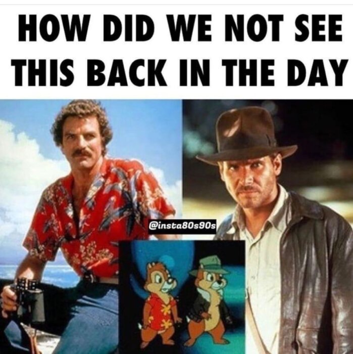 Meme jämför två karaktärer och två animerade karaktärer, påminner om dem, känsla av nostalgi.