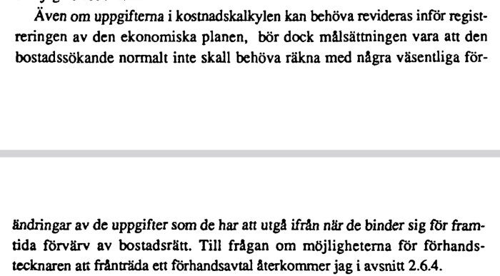 Svensk text, troligtvis från en bok eller rapport, med diskussion om ekonomi och bostadsmarknaden.