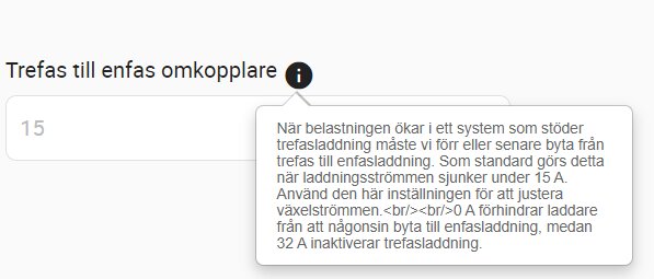 Skärmdump av text om elektriska system och trefas- till enfasladdningsomkoppling.