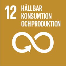 Symbol för FN:s globala mål nummer 12, hållbar konsumtion och produktion, oändlighetstecken, gyllene bakgrund.