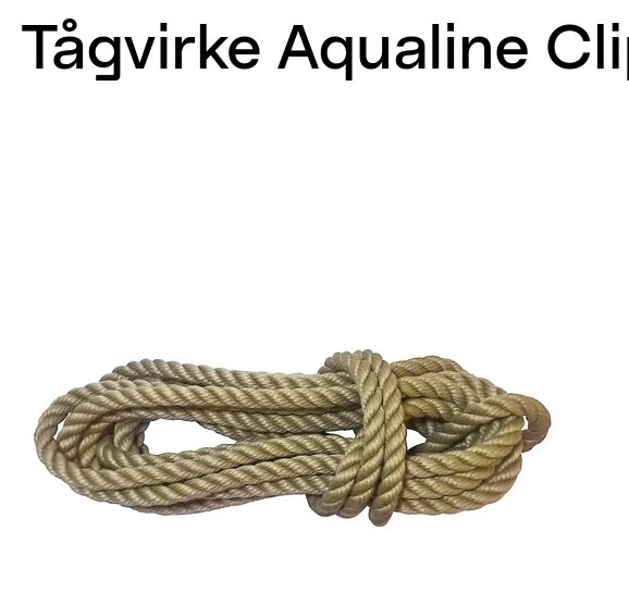 Hopviket beige rep på vit bakgrund med texten "Tågvirke Aqualine Cli".