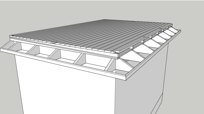 Datorgenererad bild av pergola eller terrasstak i en minimalistisk stil.