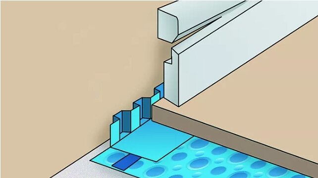 Optisk illusion, trappor som ser ut att vara både ovanpå och nere i vatten.