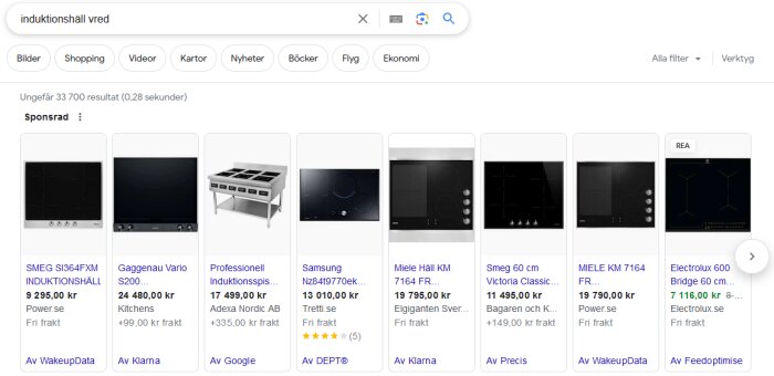 Sökresultat för induktionshällar med priser och webbutiker. Online shopping, jämförelse av köksapparater.