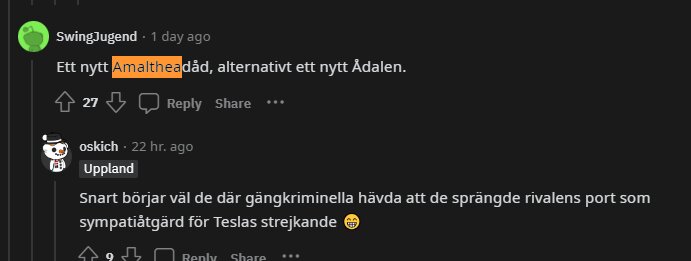 Skärmdump från en online-diskussion där användare kommenterar om strejkande och refererar till historiska händelser.