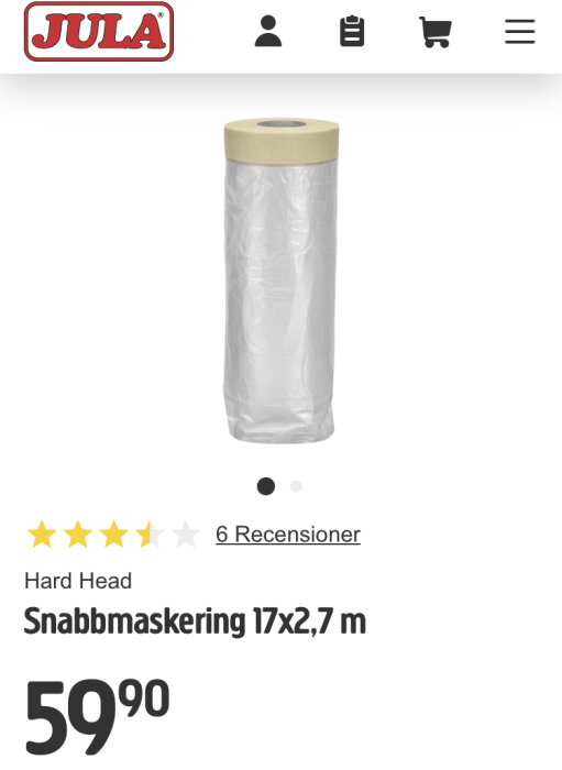 Produktbild av snabbmaskering, 17x2,7 meter, från Jula, med pris och kundrecensioner.