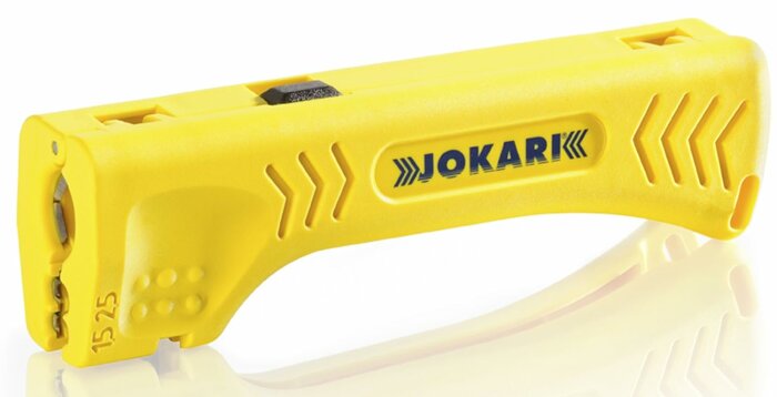 Gul avisoleringstång för kablar, reflekterande yta, verktygsmärkning "JOKARI", modellnummer 15_2.