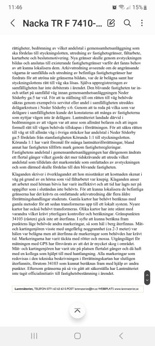 Svensk text om fastighetsgränser, mätningar, servitut, Lantmäteriet, tekniska detaljer.