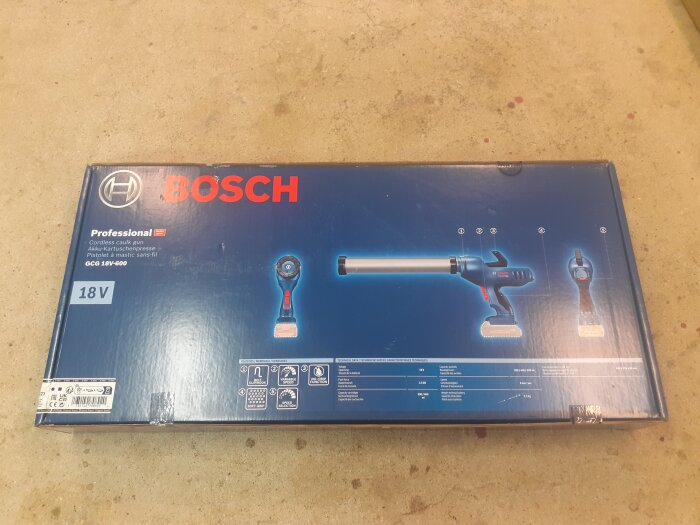 Bosch Professional låda, 18V trådlös kulkspist, blå, verktygsmarknadsföring.