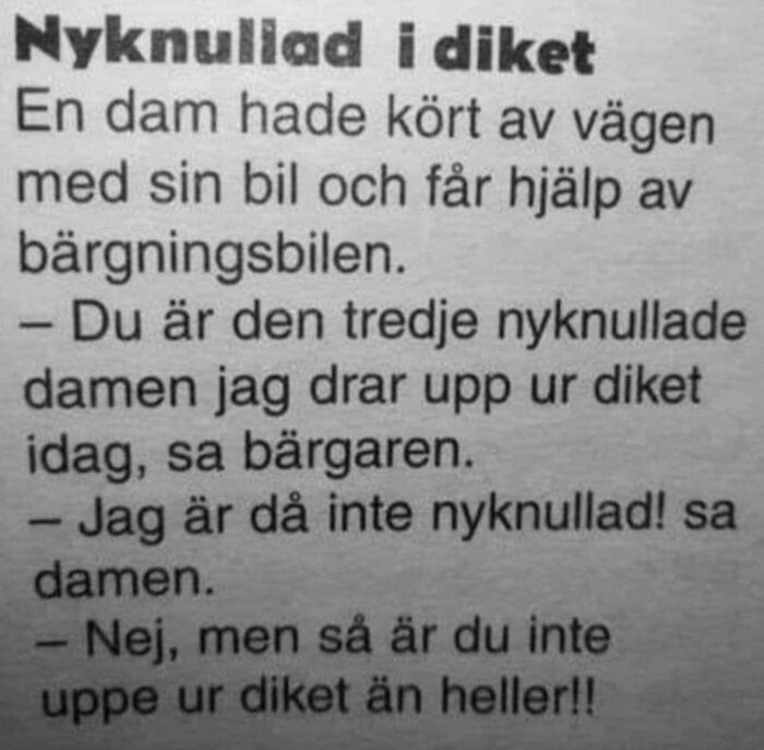 Bilden visar en texturklipp med ordvits, missförstånd, och humoristisk dialog.