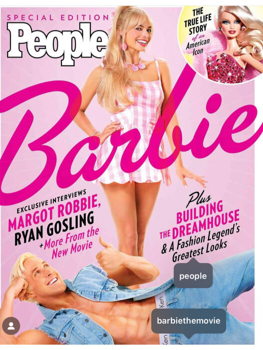 Special edition People-tidning med Barbie-tema, intervjuer kring ny film, "Dreamhouse", modeikonen Barbies stilar representerade.