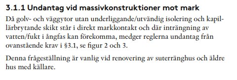 Text om byggregler för massivkonstruktioner mot mark med hänvisning till figurer.