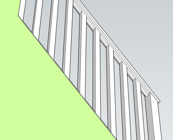 Illustration av en trappstegsliknande struktur i grått mot en grön bakgrund med enkel 3D-effekt.