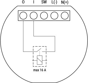 Elektrisk schematisk symbol, strömbrytare, indikatorlampor, skyddad anslutning, säkring, max 16 ampere.