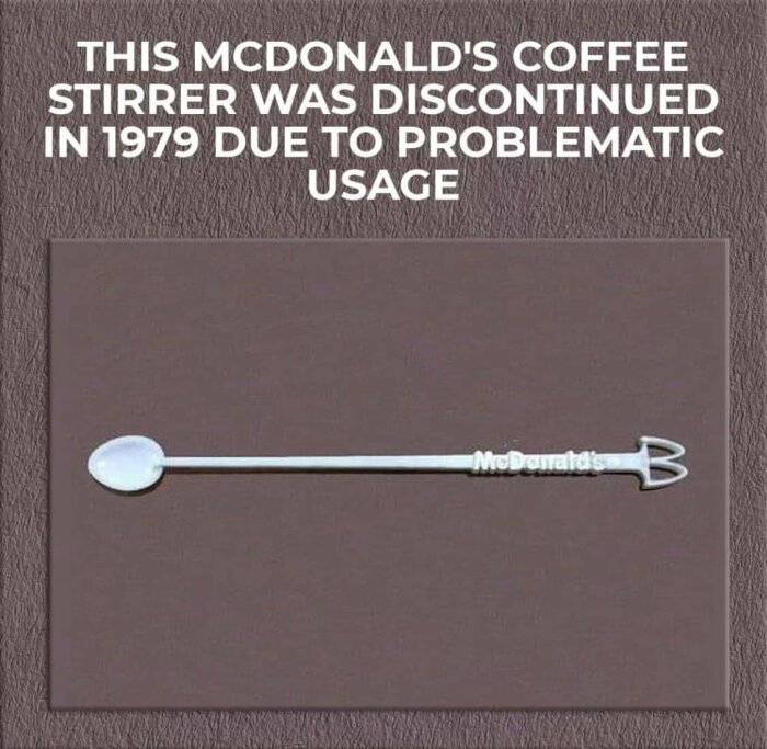 McDonald's kafferörare, avslutades 1979, problematisk användning, vit, logotyp.