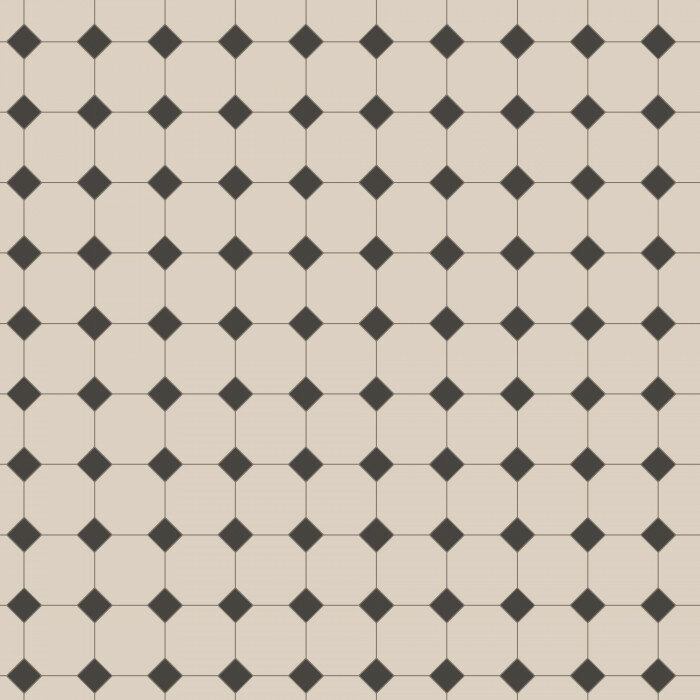 Ett repetitivt mönster av hexagoner i svart och beige. Grafisk, abstrakt, bakgrund eller tapetdesign.