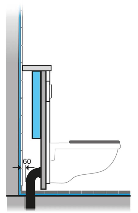 Schematisk illustration av toalettstol och rörledningar, inkluderar måttangivelse och vatteninstallation.