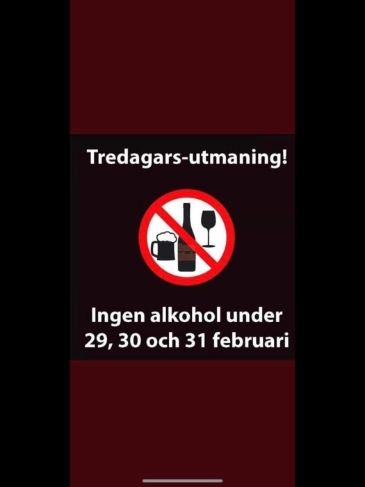 Humoristisk utmaning, undvik alkohol på dagar som inte finns i februari.