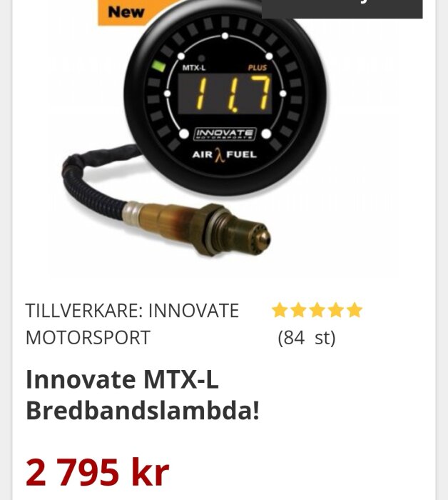 Innovate MTX-L bredbandslambdamätare och sensor med priset och betygsstjärnor.