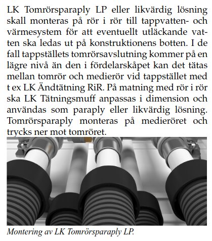 Monteringsdetaljer för LK Tömrörspärlpy LP på rör i svartvitt.