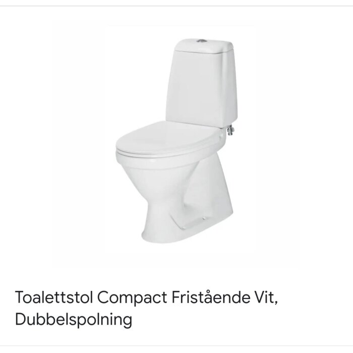 Vit fristående toalettstol med dubbla spolningsknappar