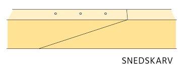 Illustration av snedskarvning av träreglar med skruvförband.